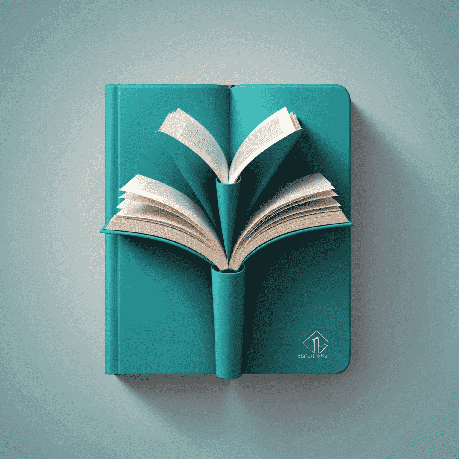 deforride Logo - Ein modernes, stilisiertes Buch-Symbol in Teal-Farbe