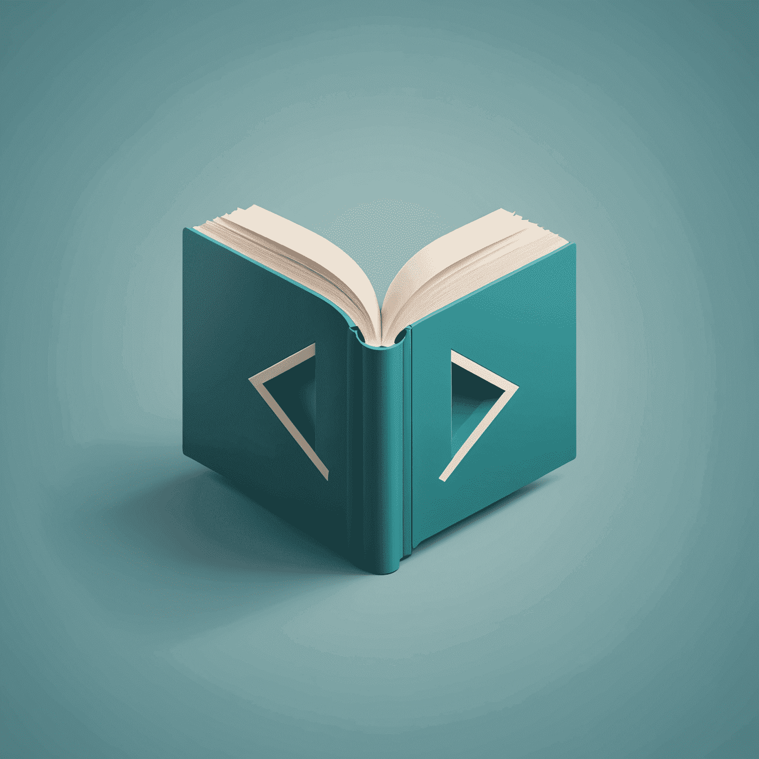 deforride Logo - Ein modernes, stilisiertes Buch-Symbol in Teal-Farbe