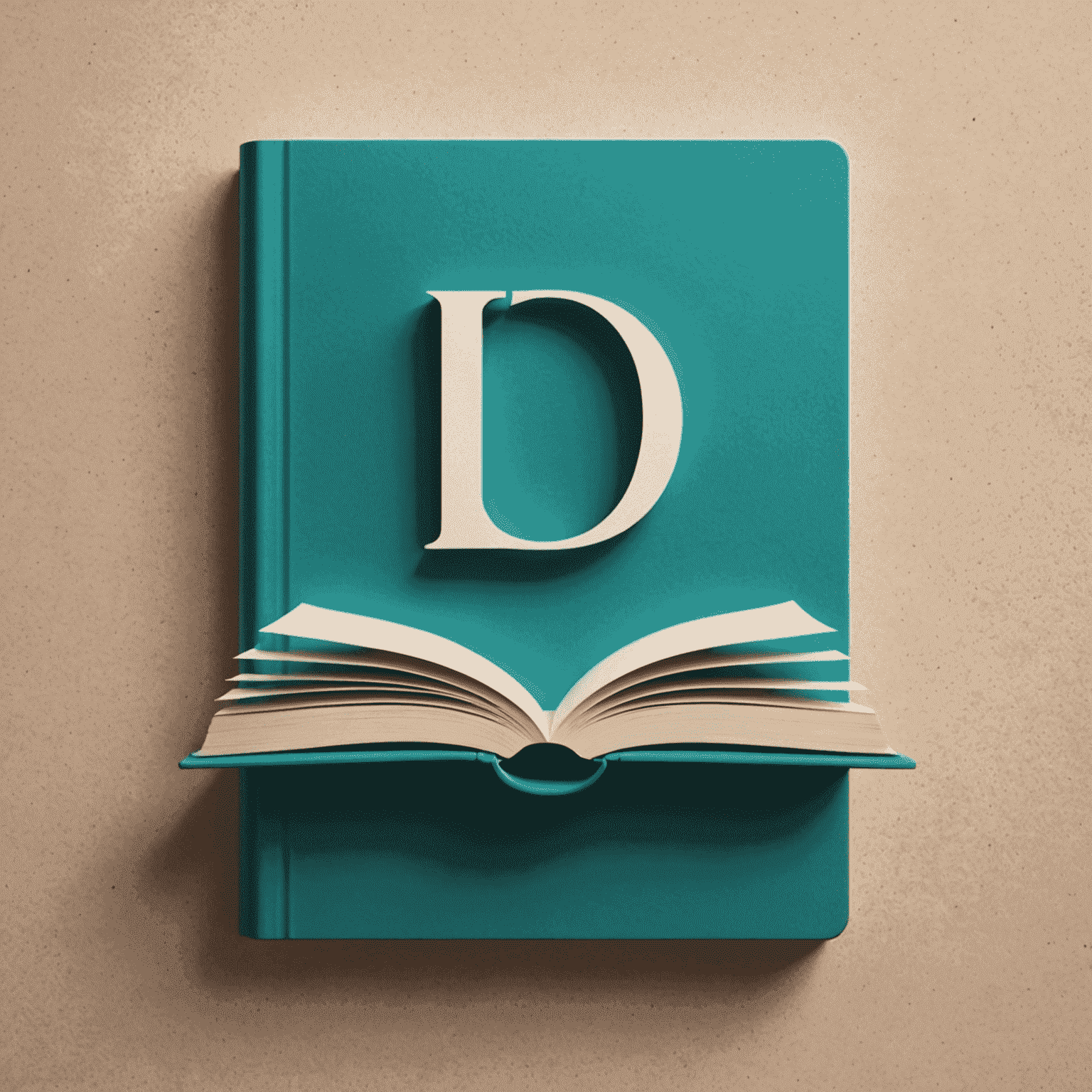deforride Logo - Ein modernes, stilisiertes Buch-Symbol in Teal-Farbe