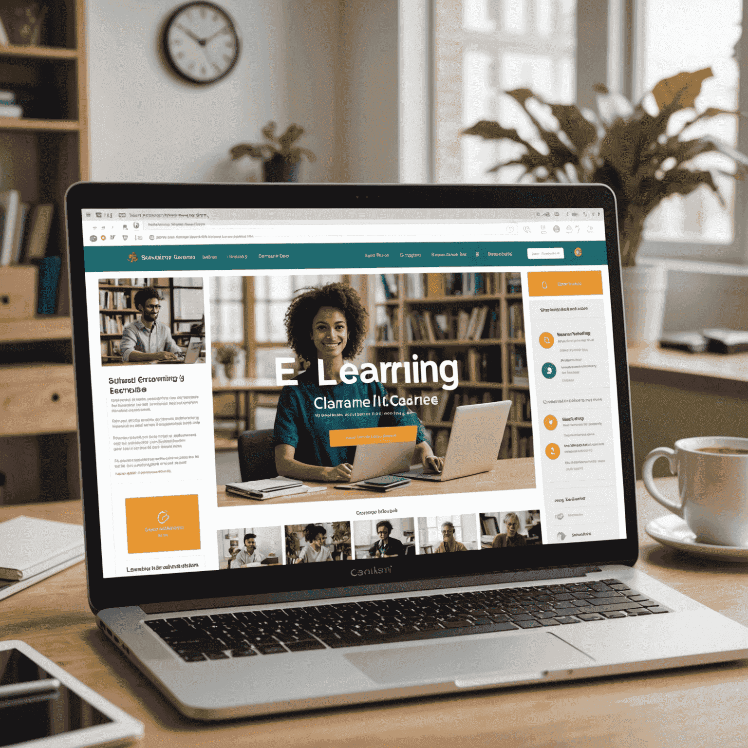 Ein Laptop, der eine E-Learning-Plattform mit verschiedenen Online-Kursen und Lernressourcen zeigt