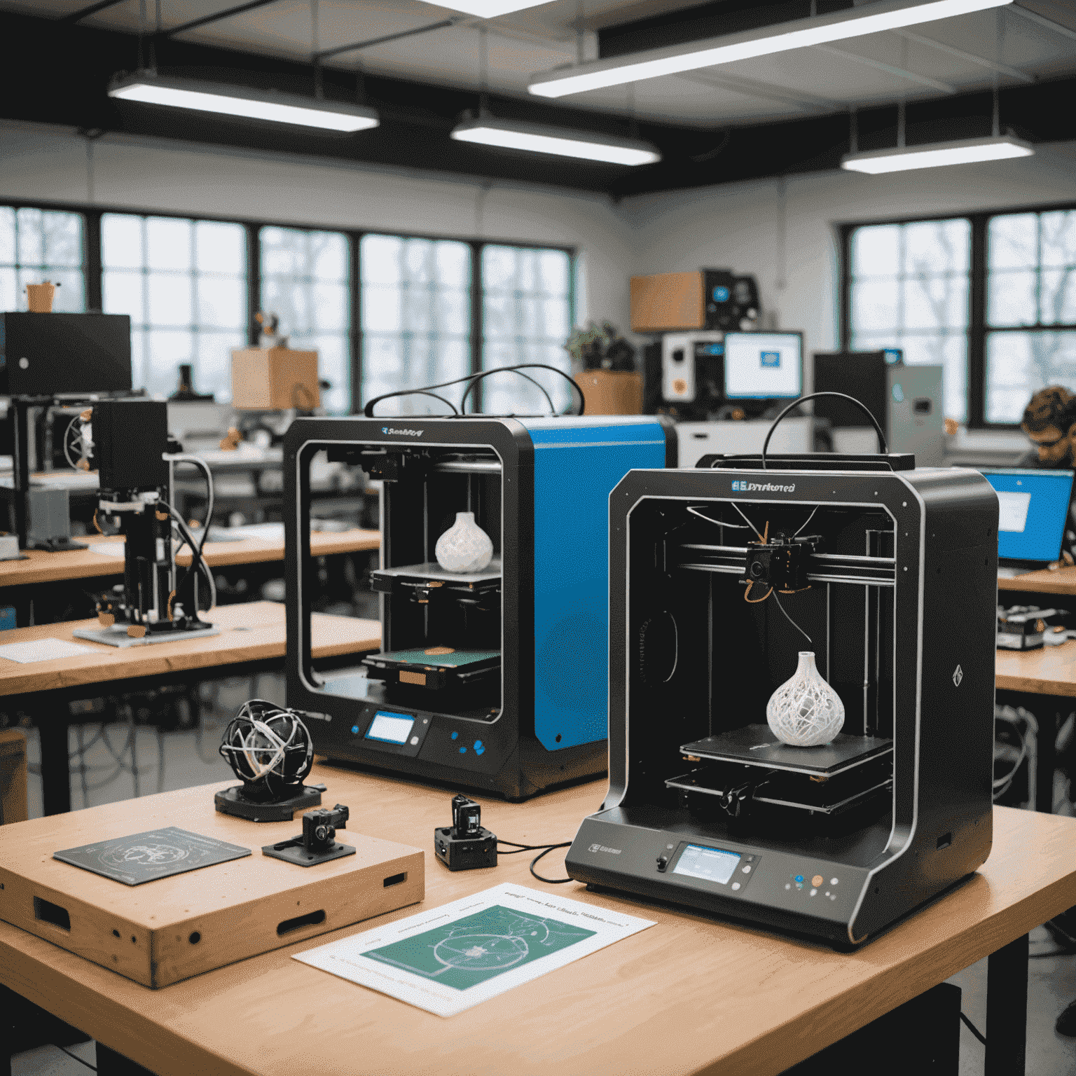 3D-Drucker in Aktion im Makerspace-Bereich des Labors